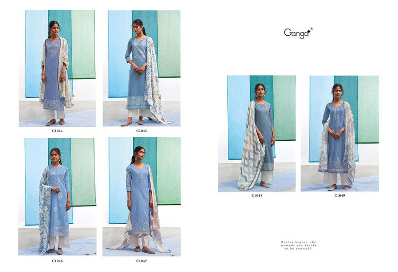 Ganga The Mood C 1044 To 1049 Premium Cotton With Hand Work Stylish Designer Casual Wear Salwar Suit