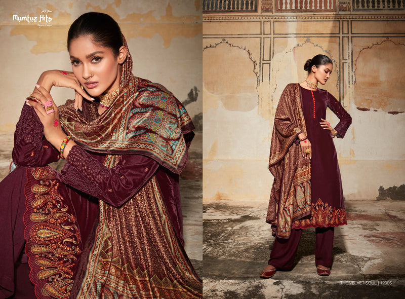 Mumtaz The Soul Velvet With Heavy Embroidery Work Stylish Designer Wedding Look Salwar Kameez