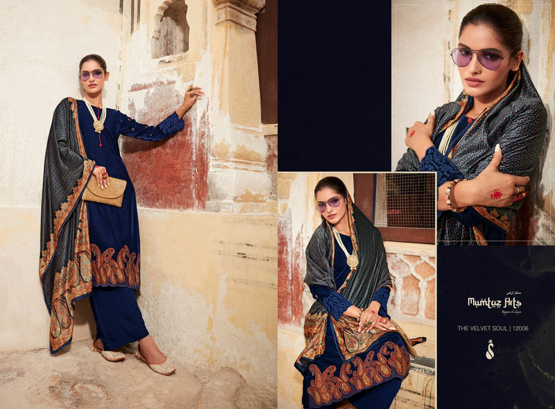 Mumtaz The Soul Velvet With Heavy Embroidery Work Stylish Designer Wedding Look Salwar Kameez