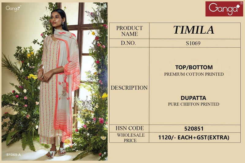 Ganga Timila 1069 Premium Cotton Fancy Designer Printed Party Wear Salwar Suits