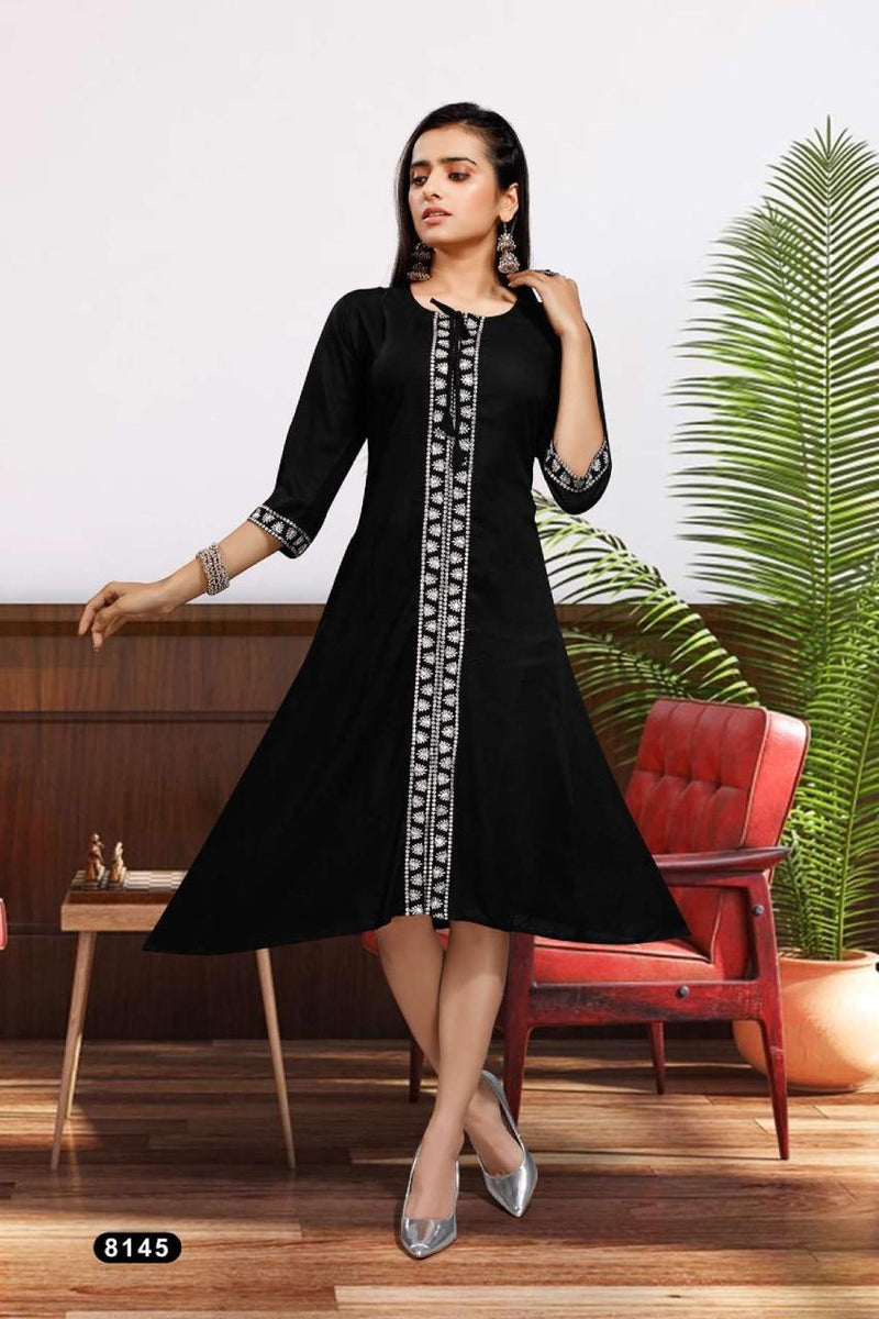 Mf Titali Dno 8145 Rayon With Heavy Embroidery Work Stylish Designer Fancy Party Wear Kurti