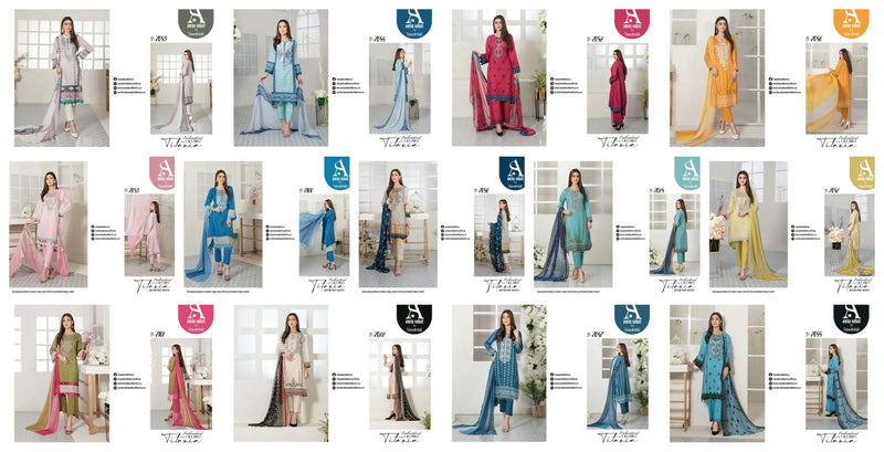 Tawakkal Fabrics Titania Lawn Cotton Embroidered Pakistani Style Festive Wear Salwar Suits