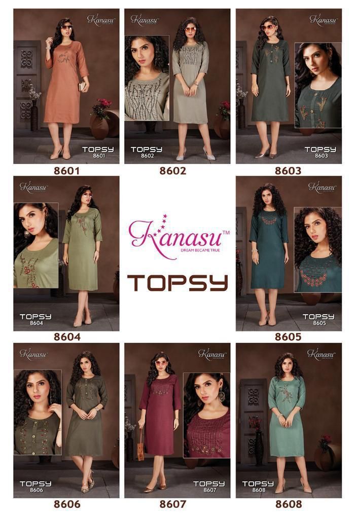 Kanasu Kurti Topsy Viscose Lining Straight Party Wear Kurtis With Hand Work