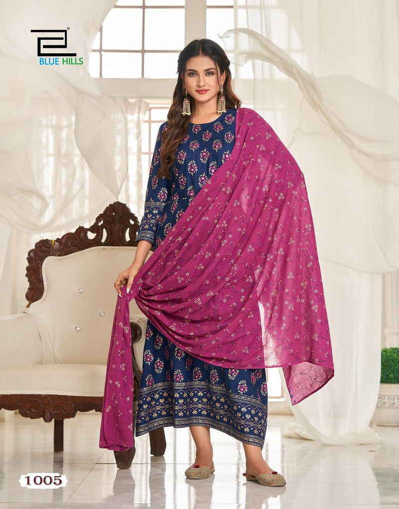 Blue Hills Traditional Vol 1 Rayon Fancy Designer Party Wear Kurtis With Dupatta