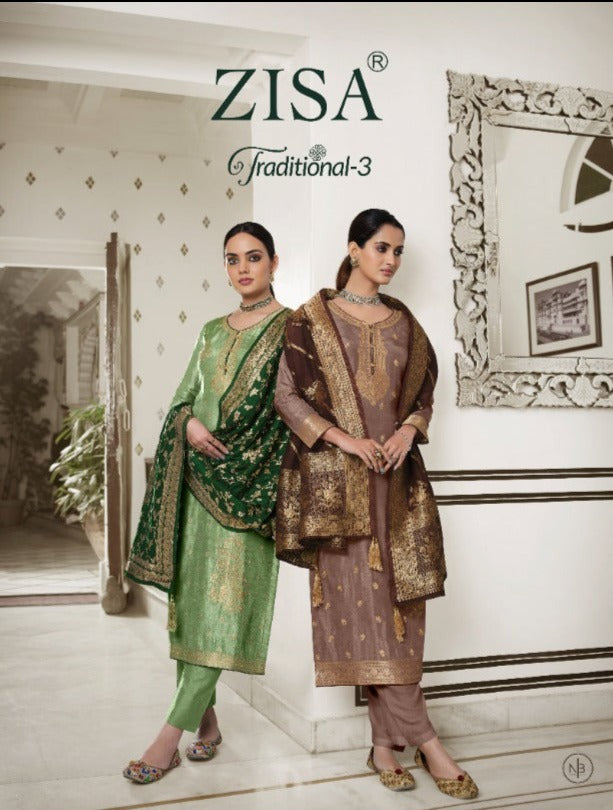 Zisa Traditional Vol 3 Dola Jacquard Heavy Designer Wedding Wear Salwar Kameez
