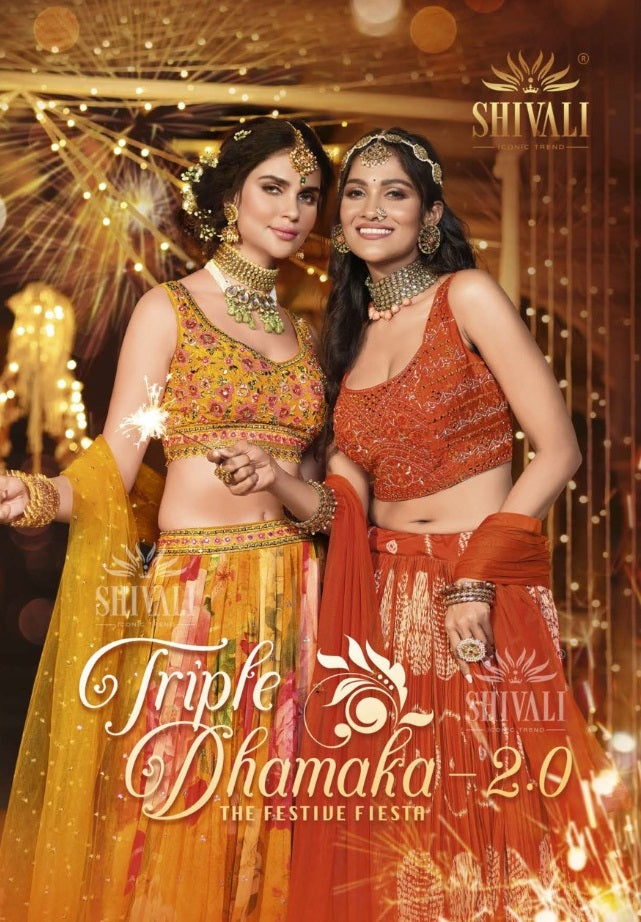 Shivali Triple Dhamaka 2.0 Fancy With Embroidery Work Stylish Designer Wedding Lehenga