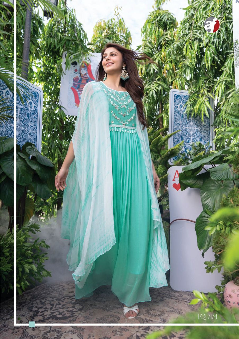 Anju Fabs Tropical Queen Georgette With Heavy Fancy Embroidery Work Stylish Designer Party Wear Long Gown