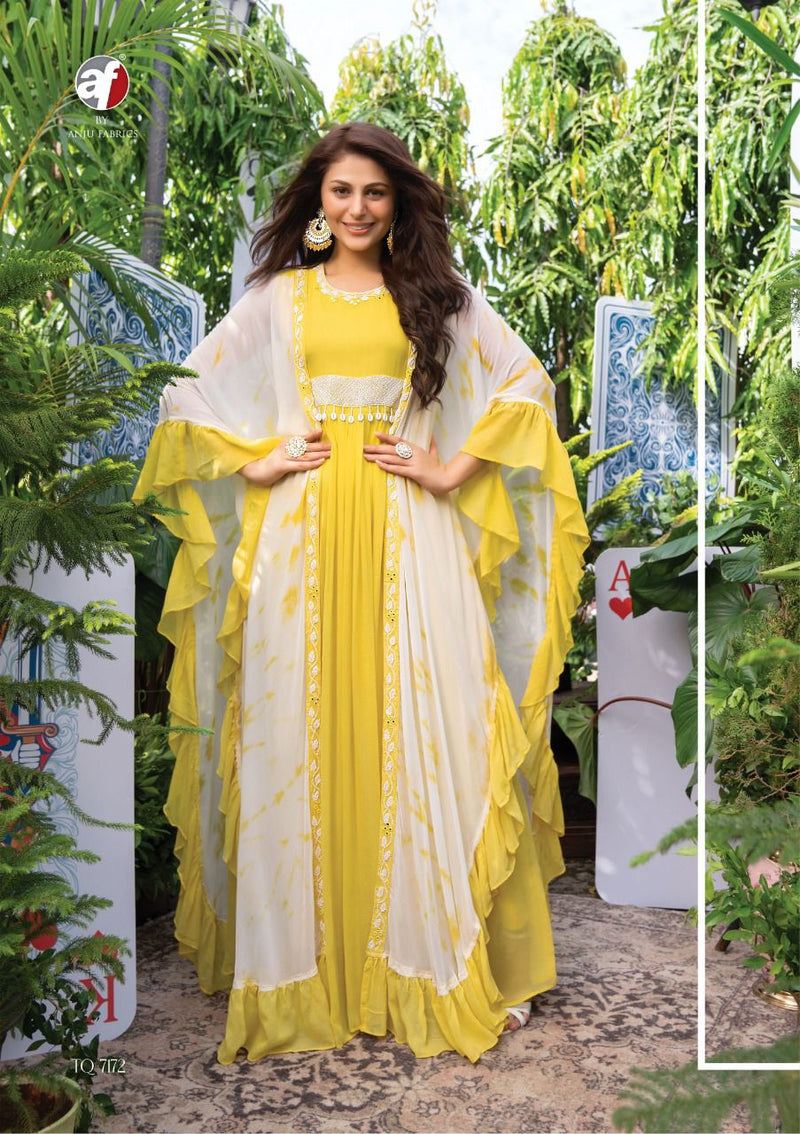 Anju Fabs Tropical Queen Georgette With Heavy Fancy Embroidery Work Stylish Designer Party Wear Long Gown