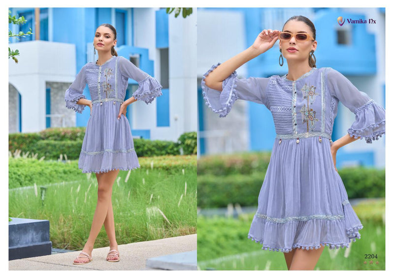 Vamika Tunic Vol 1 Georgette With Heavy Fancy Work Stylish Designer Party Wear Shorts Kurti