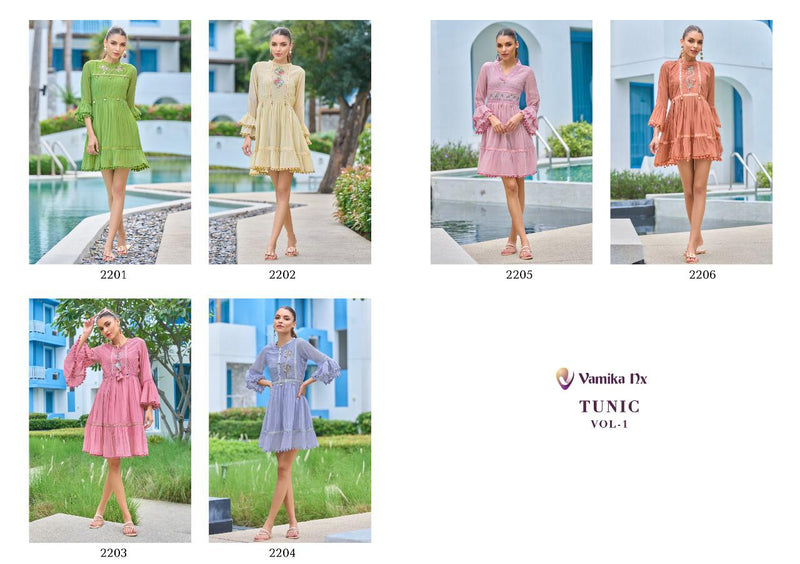 Vamika Tunic Vol 1 Georgette With Heavy Fancy Work Stylish Designer Party Wear Shorts Kurti