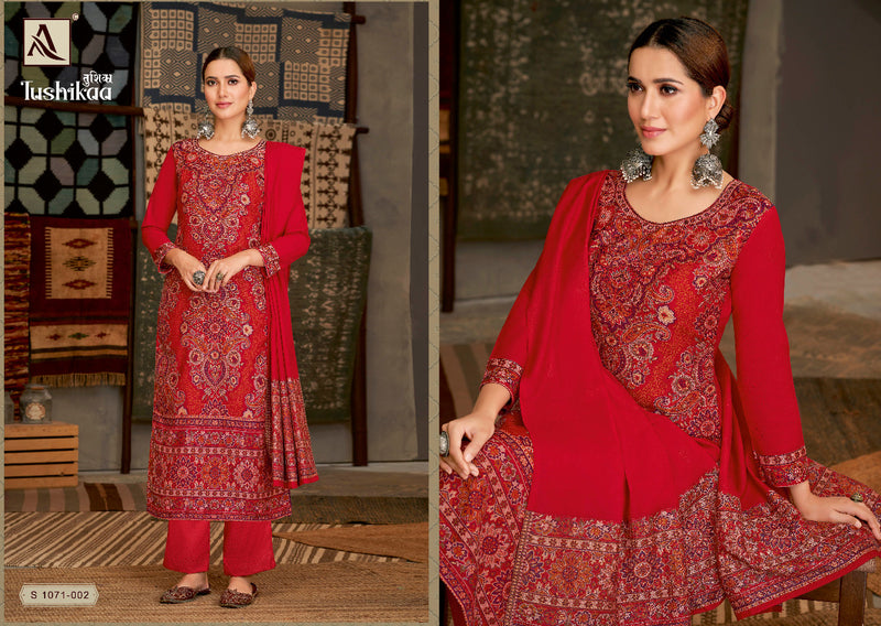 Alok Suit Tushikaa Pashmina Printed Work With Fancy Stylish Designer Attractive Look Salwar Kameez
