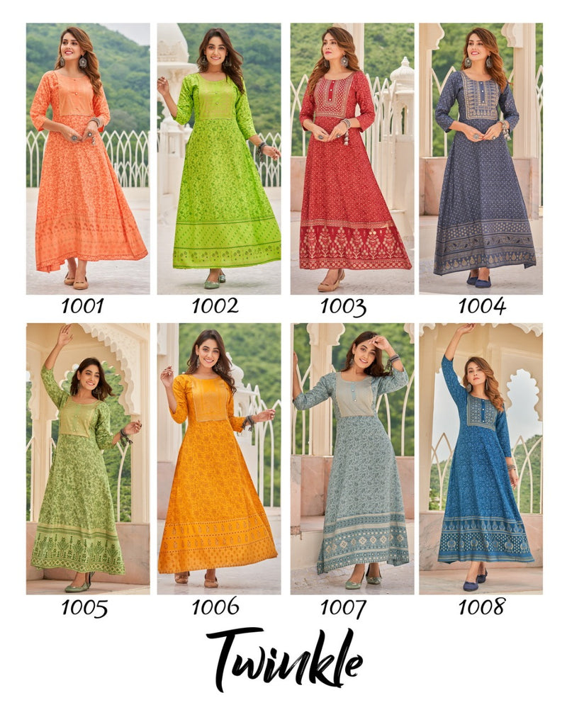 Radhika Lifestyle Twinkle Vol 1 Rayon With Printed work Stylish Designer Festive Wear Casual Look Kurti