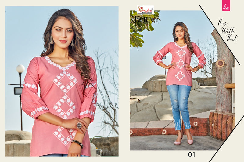 Smylee Fashion Twitter Rayon Fancy Top Style Casual Wear Kurtis