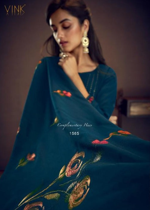 Vink Tyohar Georgette Fancy Embroidered Party Wear Ready Made Salwar Kameez