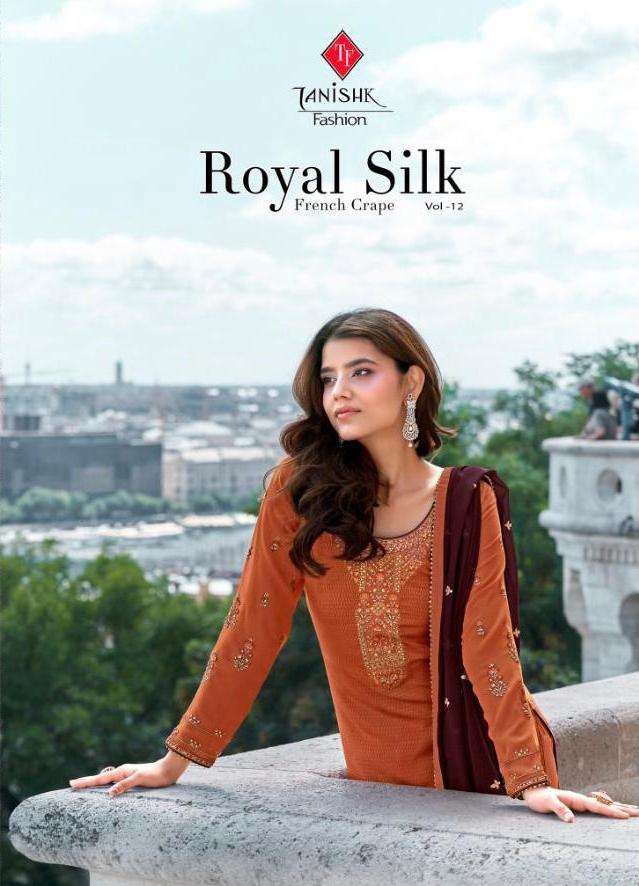 Tanishk Fashion Royal Silk Vol 12 Pure French Crepe Embroidery Work Salwar Kameez