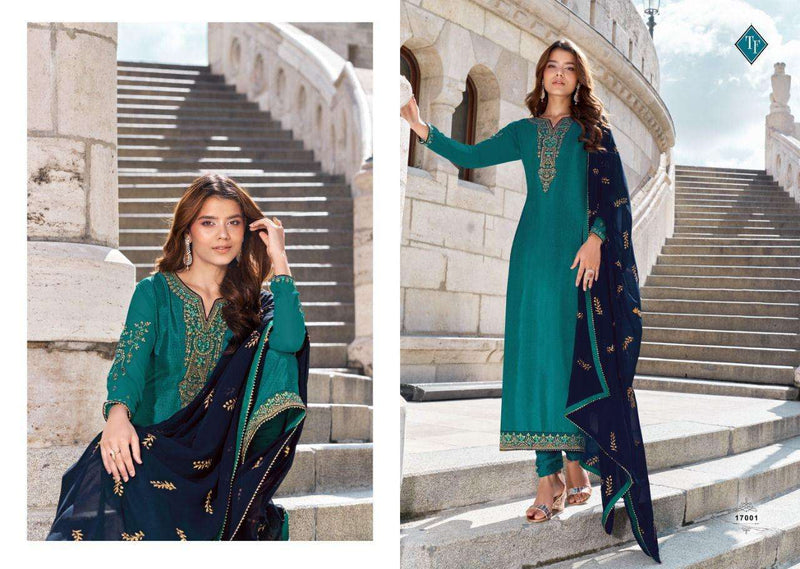 Tanishk Fashion Royal Silk Vol 12 Pure French Crepe Embroidery Work Salwar Kameez