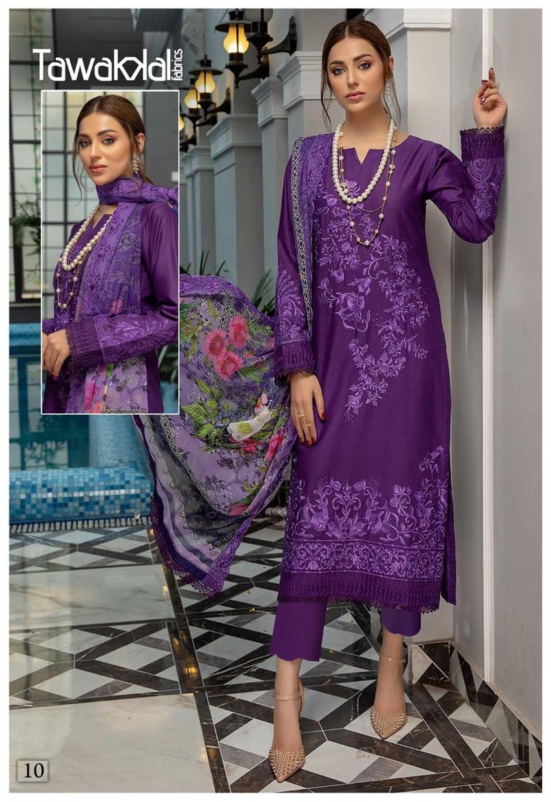 Tawakkal Fabrics Zaafira Luxury Cotton Collection Lawn Casual Wear Salwar Suit