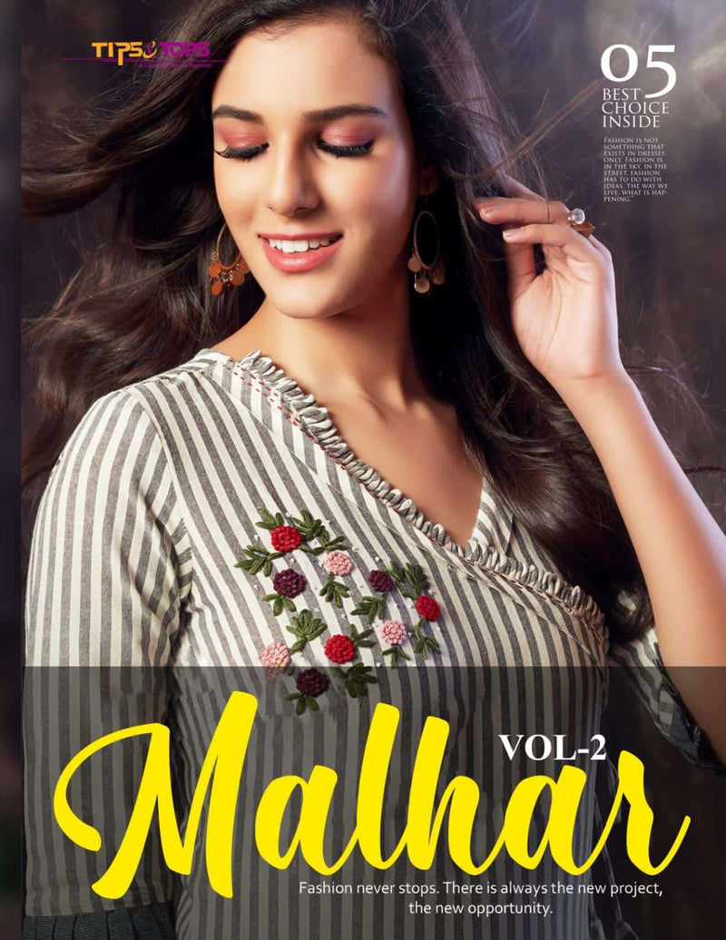 Tips And Tops Malhar Vol 2 Rayon Flex Yarn Dyed  Hand Work Kurti