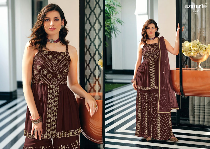 Zaveri Woman Beauty Umang Viscose Georgette Fancy Party Wear Ready Made Salwar Suits
