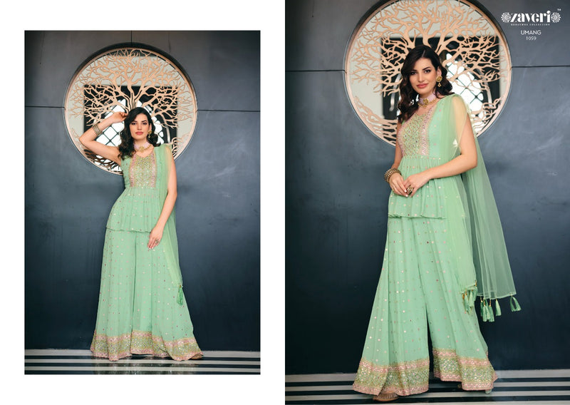 Zaveri Woman Beauty Umang Viscose Georgette Fancy Party Wear Ready Made Salwar Suits