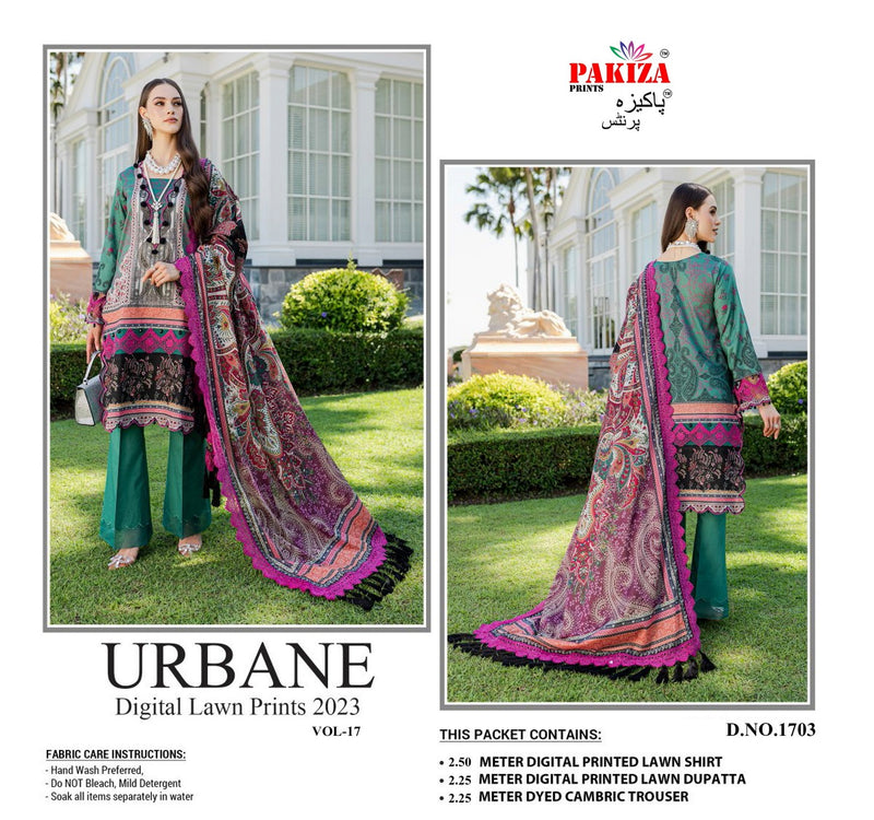 Pakiza Prints Urbane Digital Lawn Prints Vol 17 Lawn Cotton Digital Printed Designer Salwar Suit