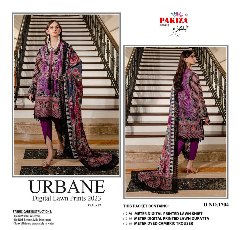 Pakiza Prints Urbane Digital Lawn Prints Vol 17 Lawn Cotton Digital Printed Designer Salwar Suit
