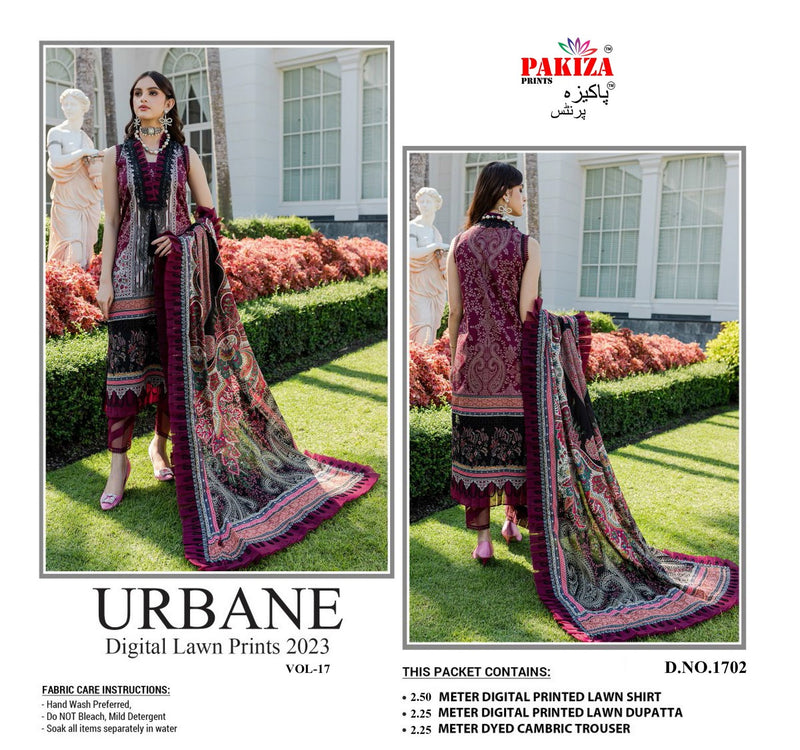 Pakiza Prints Urbane Digital Lawn Prints Vol 17 Lawn Cotton Digital Printed Designer Salwar Suit
