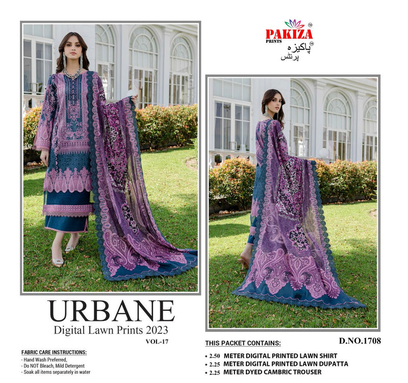 Pakiza Prints Urbane Digital Lawn Prints Vol 17 Lawn Cotton Digital Printed Designer Salwar Suit