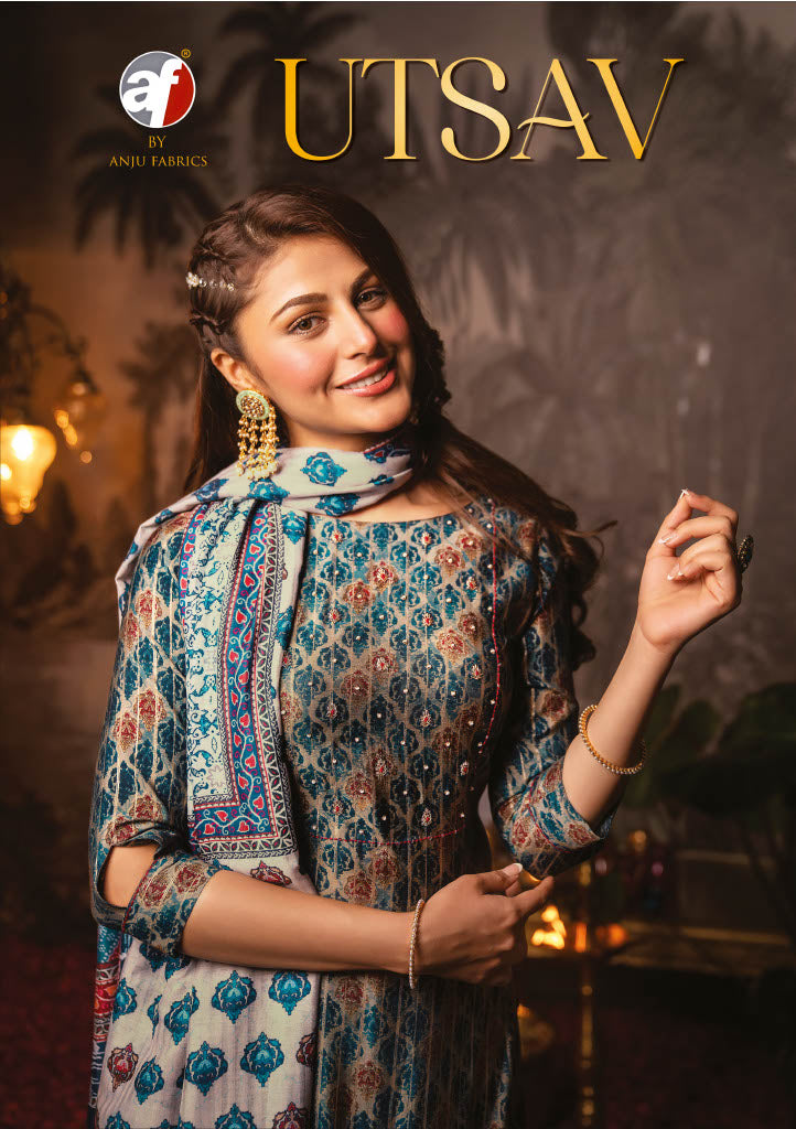 Anju Fabs Utsav Silk With Heavy Fancy Hand Work Stylish Designer Festive Wear Kurti