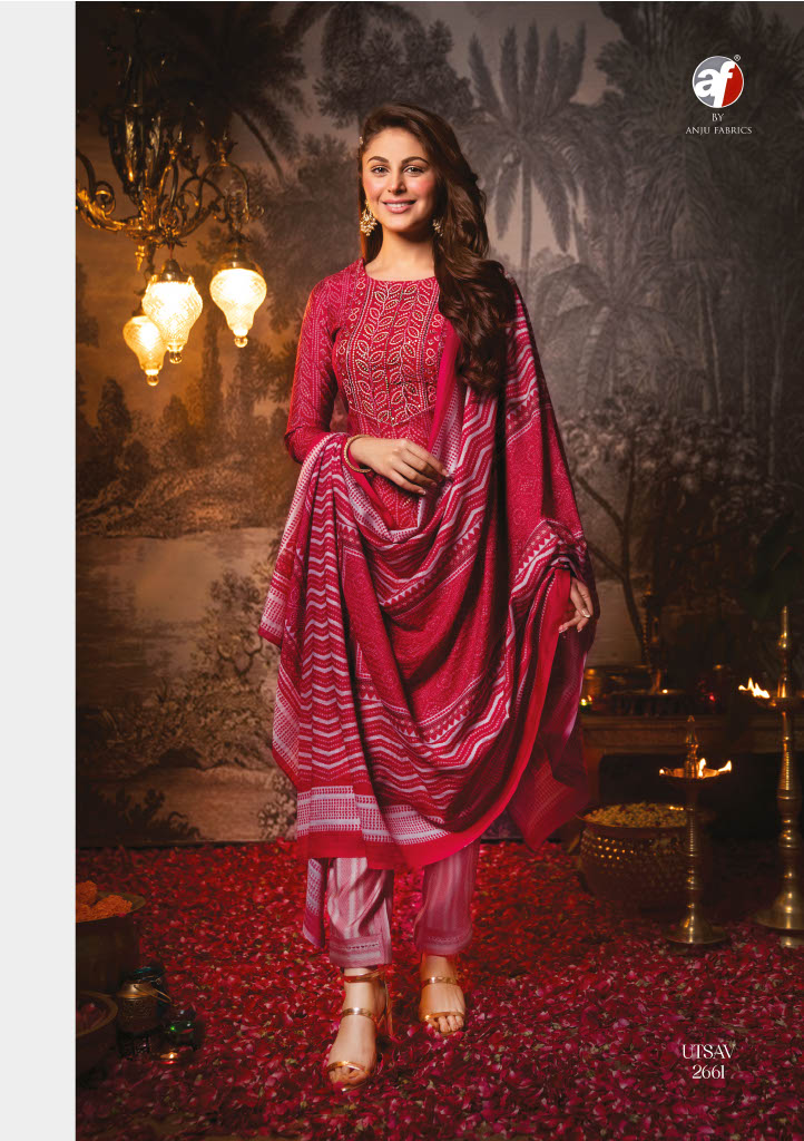 Anju Fabs Utsav Silk With Heavy Fancy Hand Work Stylish Designer Festive Wear Kurti