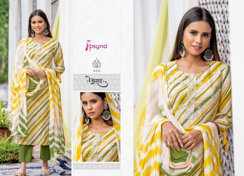 Psyna Utsav Dno 1001 To 1008 Rayon Printed Work Stylish Designer Party Wear Kurti