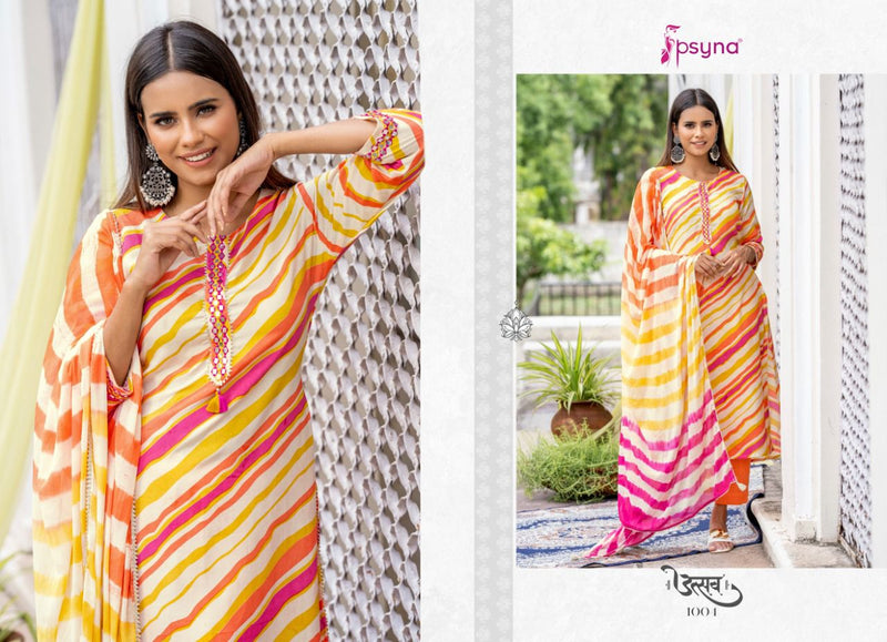 Psyna Utsav Dno 1001 To 1008 Rayon Printed Work Stylish Designer Party Wear Kurti