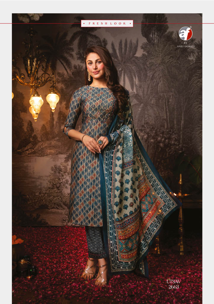 Anju Fabs Utsav Silk With Heavy Fancy Hand Work Stylish Designer Festive Wear Kurti