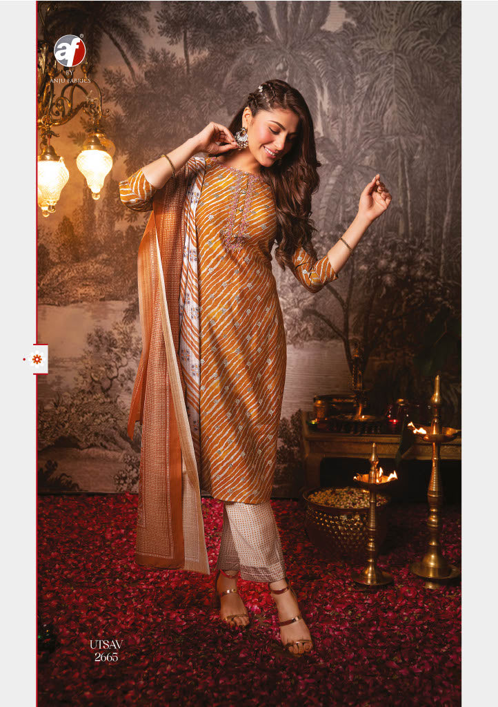 Anju Fabs Utsav Silk With Heavy Fancy Hand Work Stylish Designer Festive Wear Kurti