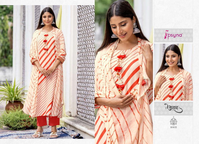 Psyna Utsav Dno 1001 To 1008 Rayon Printed Work Stylish Designer Party Wear Kurti