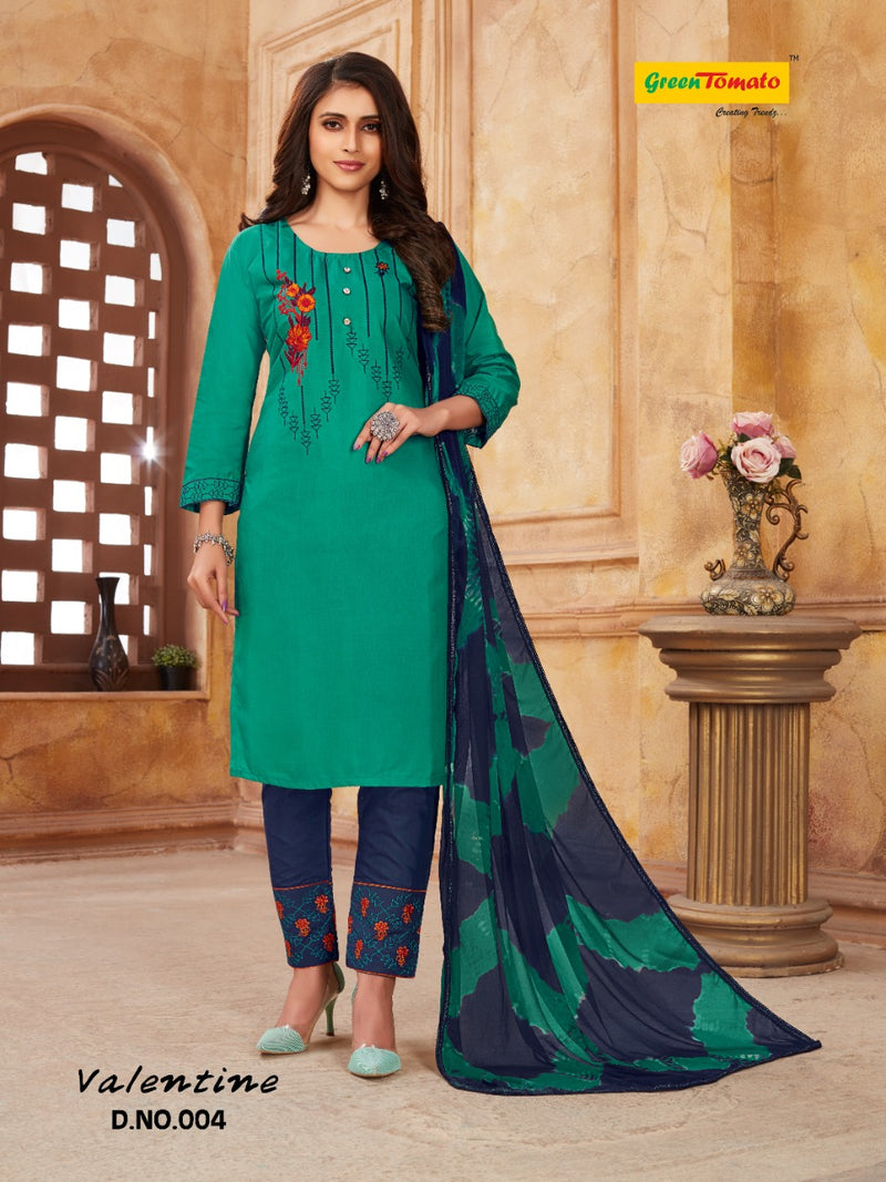 Green Tomato Valentine Cotton Stylish Designer Wear Kurti