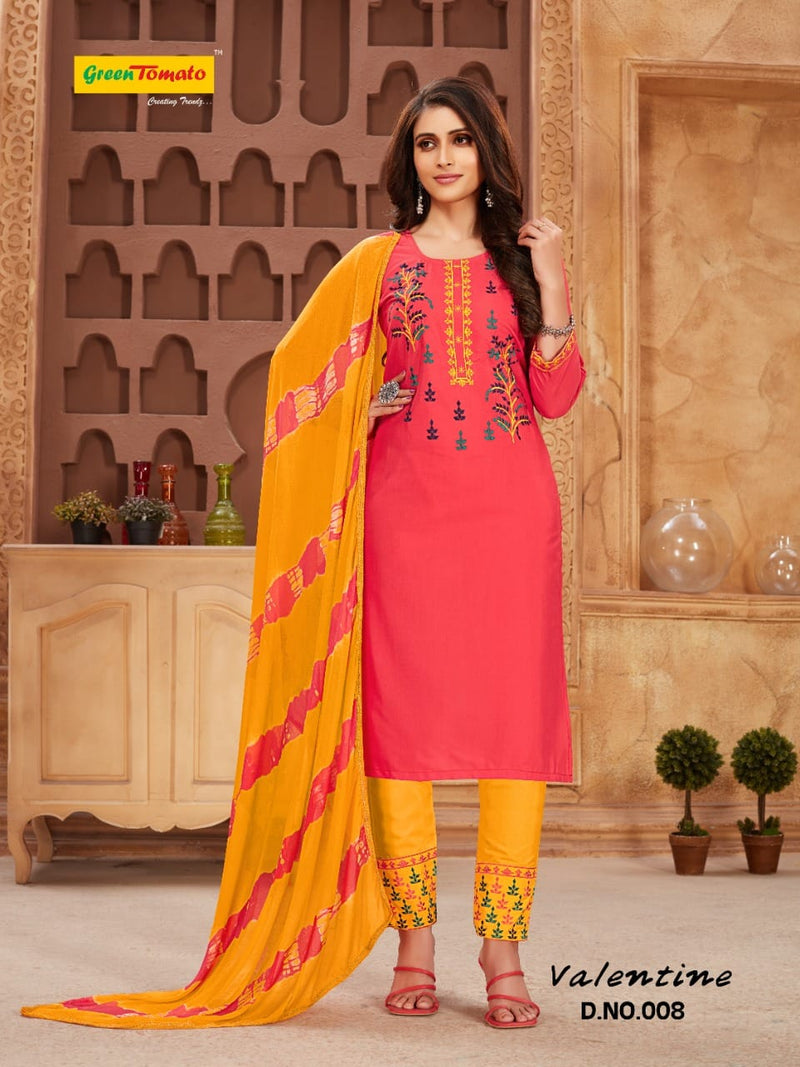 Green Tomato Valentine Cotton Stylish Designer Wear Kurti