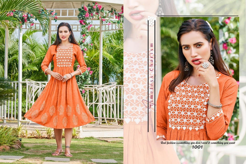 Kinti Vamika Rayon With Fancy Work Stylish Designer Party Wear Shorts Kurti