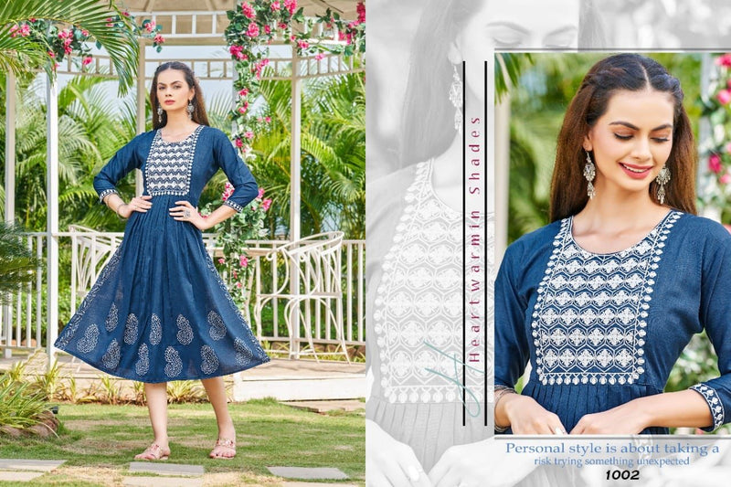Kinti Vamika Rayon With Fancy Work Stylish Designer Party Wear Shorts Kurti