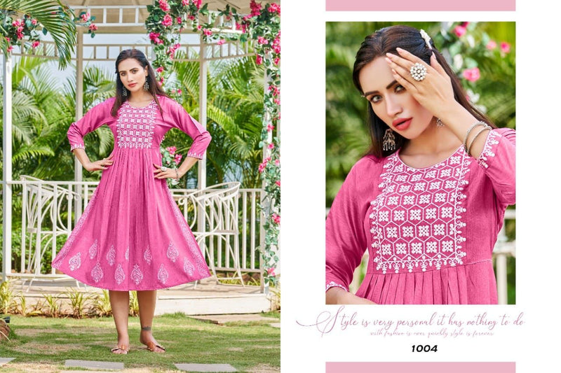 Kinti Vamika Rayon With Fancy Work Stylish Designer Party Wear Shorts Kurti