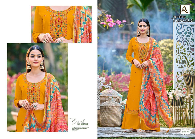 Alok Suits Vamika Jam Cotton Party Wear Salwar Suits With Fancy Embroidery