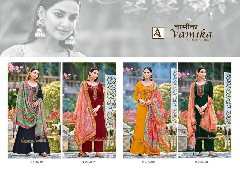 Alok Suits Vamika Jam Cotton Party Wear Salwar Suits With Fancy Embroidery
