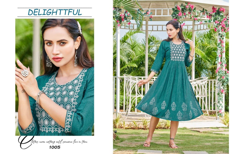 Kinti Vamika Rayon With Fancy Work Stylish Designer Party Wear Shorts Kurti