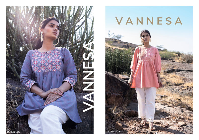 100 Miles Vannesa Pure Cotton With Fancy Work Stylish Designer Party Wear Short Kurti