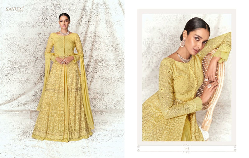 Sayuri Designer Varima Real Georgette Designer Wedding Wear Kurtis With Skirt & Dupatta