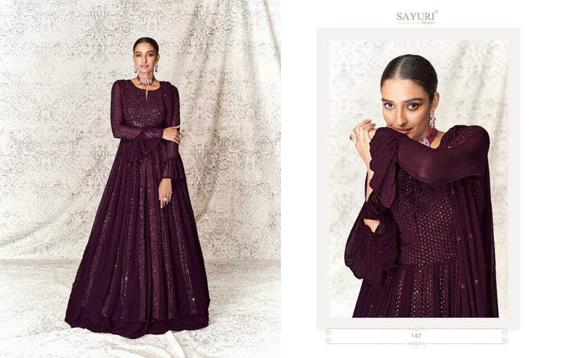 Sayuri Designer Varima Real Georgette Designer Wedding Wear Kurtis With Skirt & Dupatta