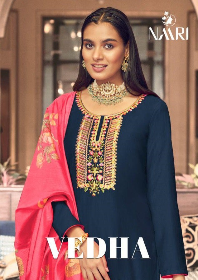 Naari Vedha Parampara Silk With Heavy Embroidery Work Stylish Designer Festive Wear Salwar Kameez