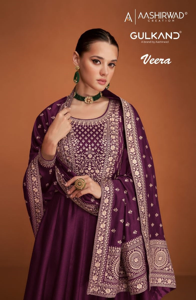 Aashirwad Creation Veera Premium Silk Heavy Embroidery Work Designer Partywear Kurti
