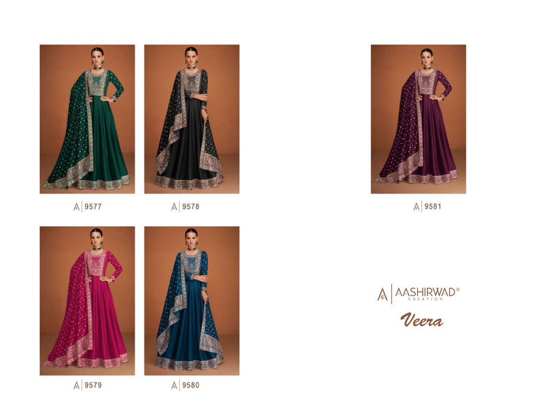 Aashirwad Creation Veera Premium Silk Heavy Embroidery Work Designer Partywear Kurti
