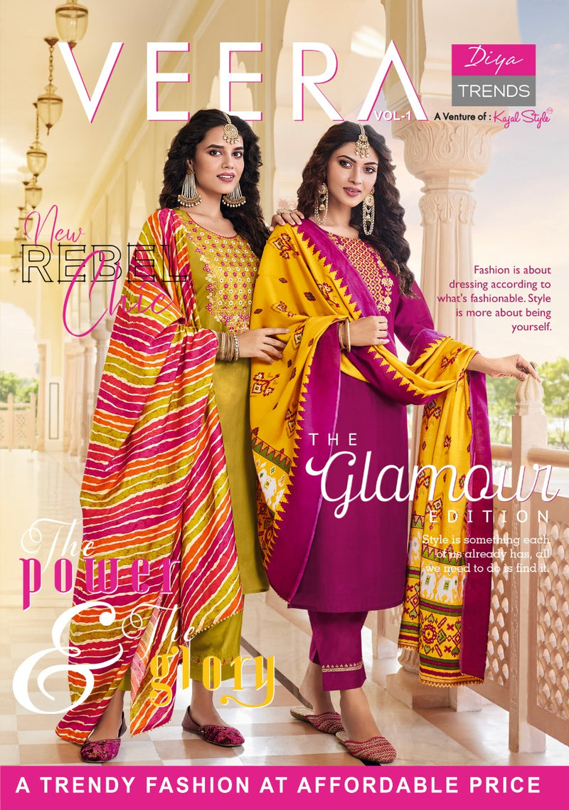 Diya Trends Veera Vol 1 Chanderi With Heavy Embroidery Work Stylish Designer Casual Look Kurti